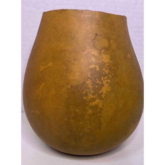 Hand Carved Gourd Kokopelli Folk Art Vase 5.5" Southwest - Picture 4 of 6